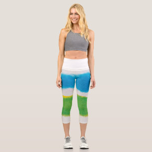 Skurriles Wildblumen-Wasserfarbmuster Damen-Oben-o Capri Leggings