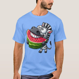 Skurriles Zebra-Wassermelonen-Lächeln Zähne zeigen T-Shirt