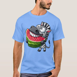 Skurriles Zebra-Wassermelonen-Lächeln Zähne zeigen T-Shirt