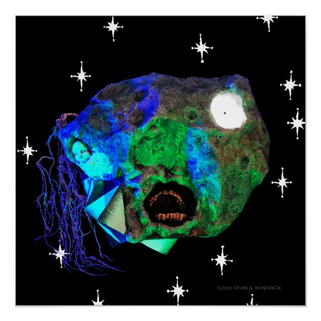 Skwoove Master Asteroidhead mit Stars Alien Poster (Vorderseite)