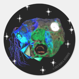 Skwoove Master Asteroidhead mit Sternen Runder Aufkleber