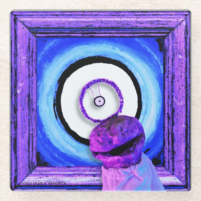 Skwot Oove Assie the Barker Surreal Alien Glasuntersetzer (Vorderseite)