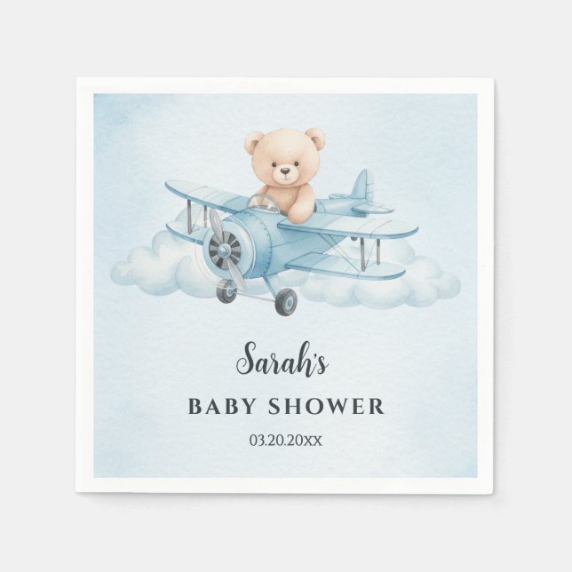 Sky Adventure Niedlich Teddy Bear Pilot Kinderdusc Serviette (Vorderseite)
