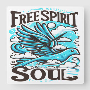 Sky Bird mit freiem Geist und Soul Quadratische Wanduhr