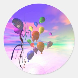Sky Birthday Balloons Runder Aufkleber