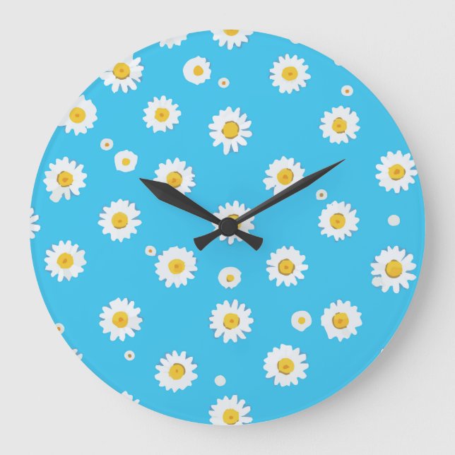 Sky Bloom Daisies Große Wanduhr (Vorderseite)