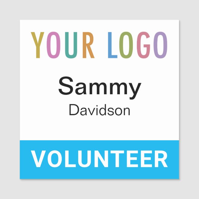 Sky Blue 2x2 Volunteer Abzeichen Logo Button oder  (Vorderseite)