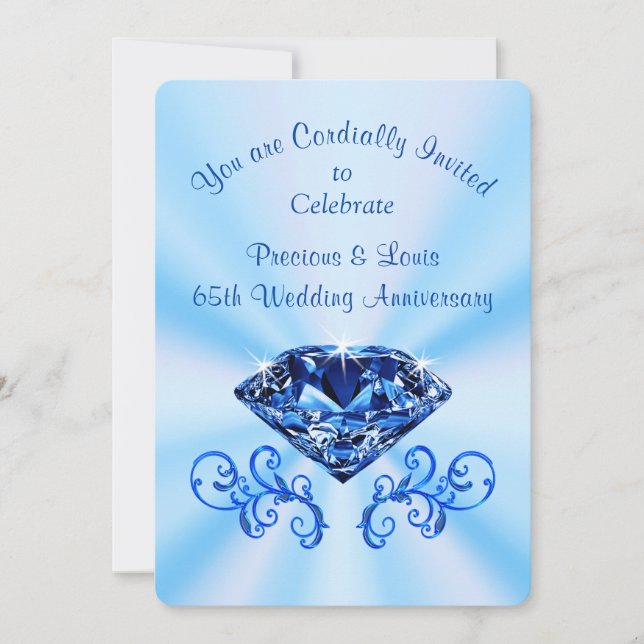 Sky Blue 65 th Wedding Anniversary Custom Order Einladung (Vorderseite)