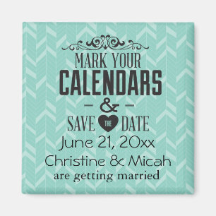 Sky Blue Abstrakt Save the Date Magnet
