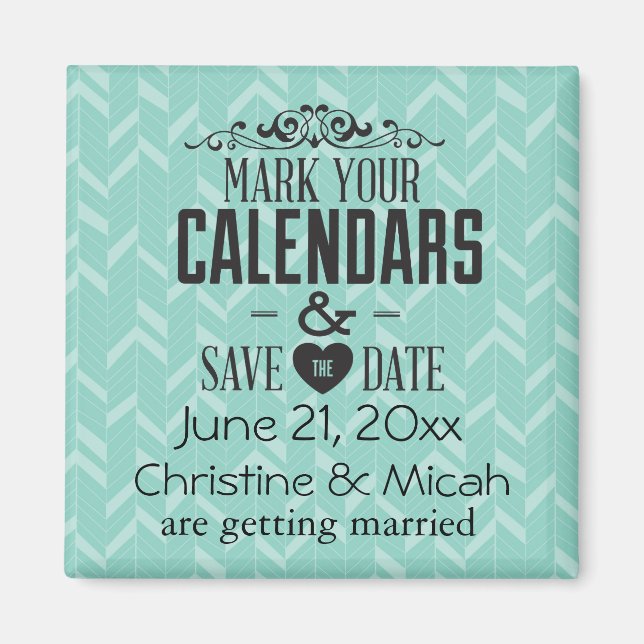 Sky Blue Abstrakt Save the Date Magnet (Vorne)