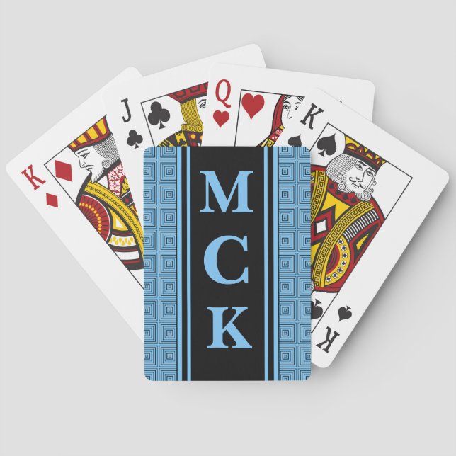 Sky Blue and Black Custom Players Cards Spielkarten (Rückseite)