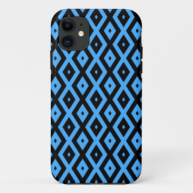 Sky blue and black diamond pattern Case-Mate iPhone hülle (Rückseite)