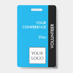 Sky Blue and Black Event Volunteer Logo Abzeichen Ausweis