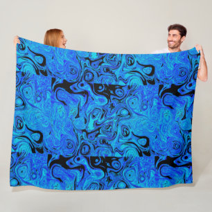 Sky Blue and Black Fire Stone Fleecedecke