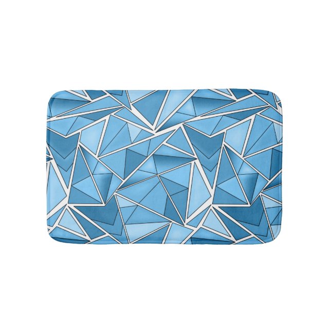 Sky blue and blue geometric shapes pattern modern  badematte (Vorderseite)