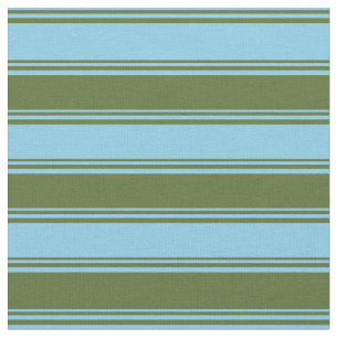 Sky Blue and Dark Olive Green Muster of Stripes Stoff