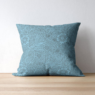 Sky Blue and Grau Vintag Floral Pattern Kissen
