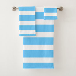 Sky Blue and White Cabana Stripes Badhandtuch Set