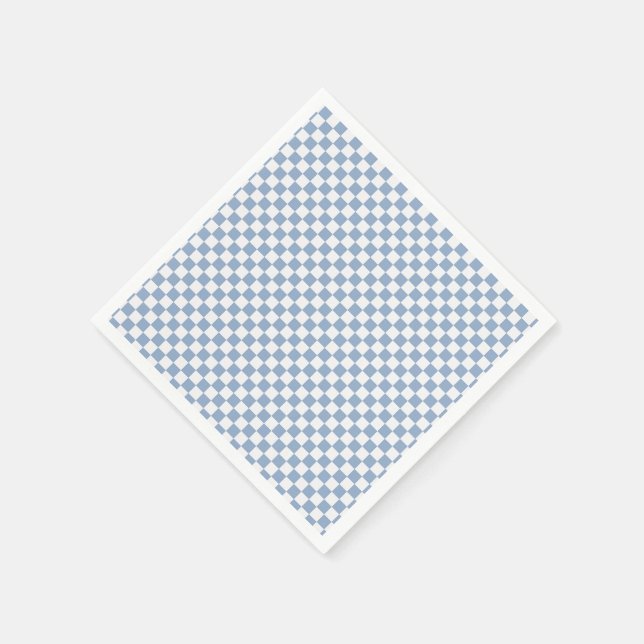 Sky Blue and White Gingham Checkered Serviette (Ecke)
