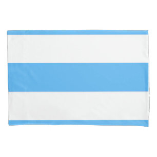 Sky Blue and White Horiontal Broad Stipes Kissenbezug