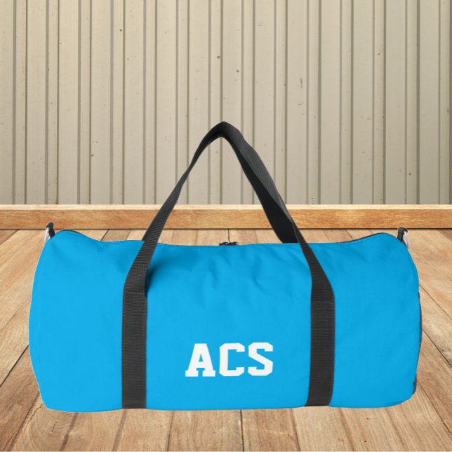 Sky Blue and White School Colors with Letters Duffle Bag (In Situ)