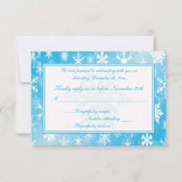 Sky Blue and White Snowflakes Repcard Einladung