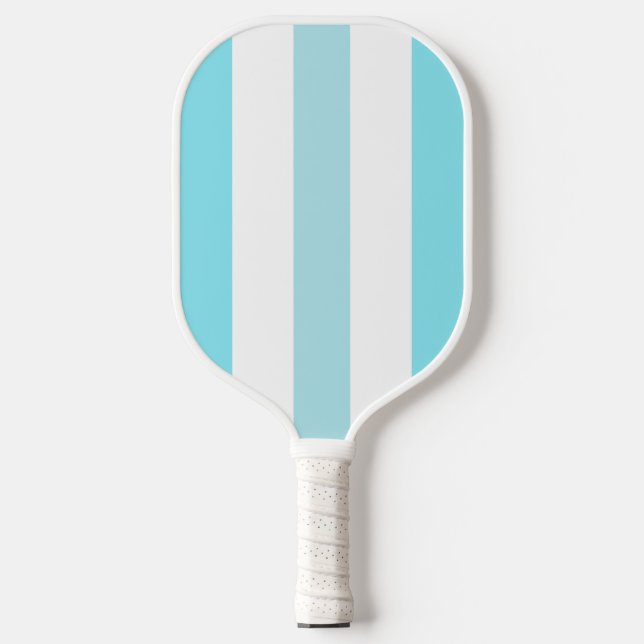 Sky Blue and White Striped Pickleball Paddle (Vorderseite)