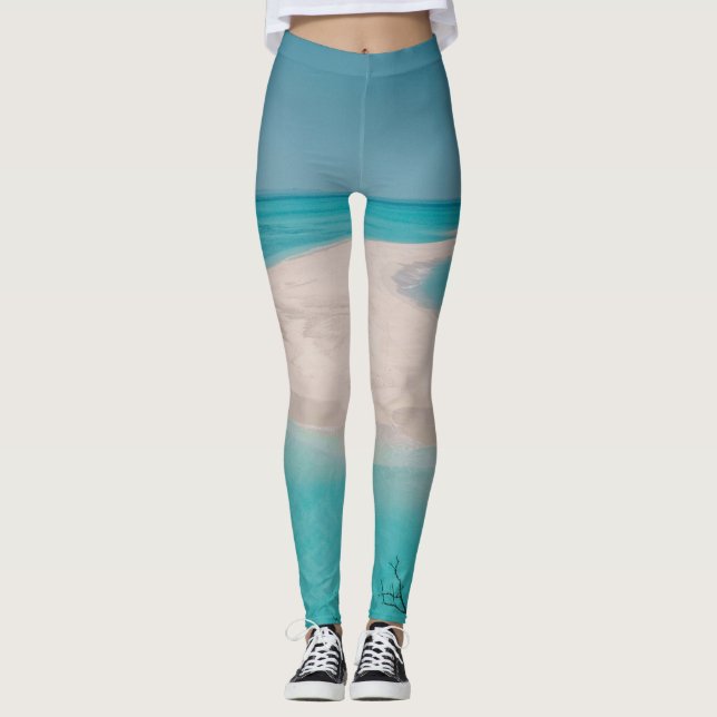 "Sky Blue Beach Vibes Leggings - Perfekt (Vorderseite)