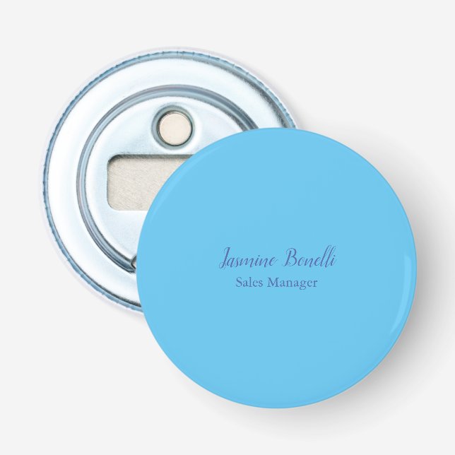 Sky Blue Beruflich Modern Minimalistischer Name Flaschenöffner (Vorderseite)