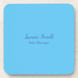 Sky Blue Beruflich Modern Minimalistischer Name Getränkeuntersetzer