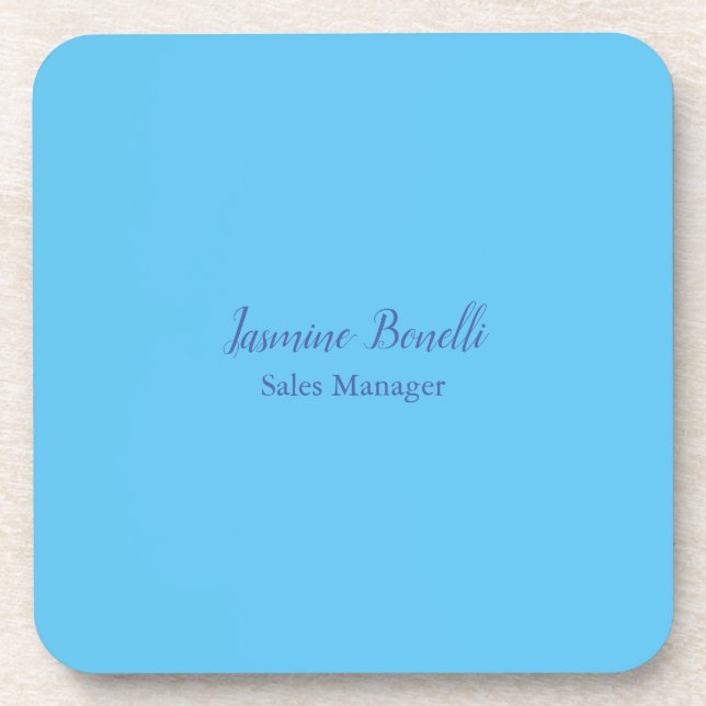 Sky Blue Beruflich Modern Minimalistischer Name Getränkeuntersetzer (Vorderseite)