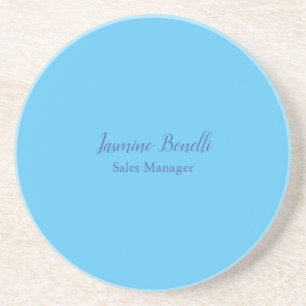 Sky Blue Beruflich Modern Minimalistischer Name Getränkeuntersetzer
