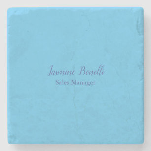 Sky Blue Beruflich Modern Minimalistischer Name Steinuntersetzer