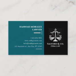 Sky Blue & Black Minimalist Attorney Modern Lawyer Visitenkarte