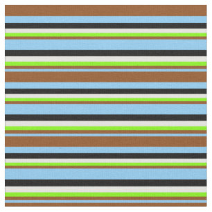 Sky Blue, Brown, Chartreuse, Minze Cream & Black Stoff