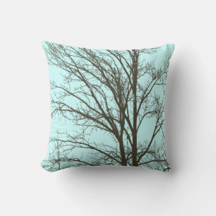 Sky Blue Brown Rustic Tree Branches Kissen