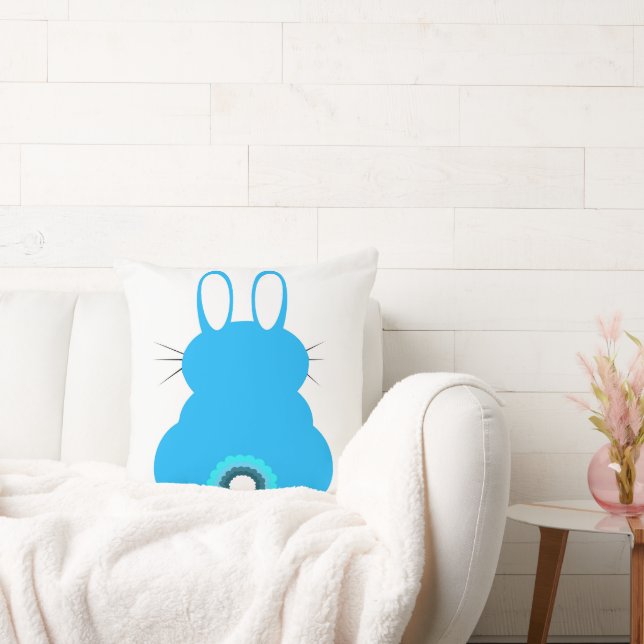 Sky Blue Bunny Throw Pillow Kissen (Liege)