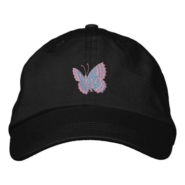 Sky Blue Butterfly bestickte Cap Baseballkappe (Vorderseite)