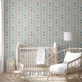 Sky Blue Circus & Stripes for Boys Nursery Tapete