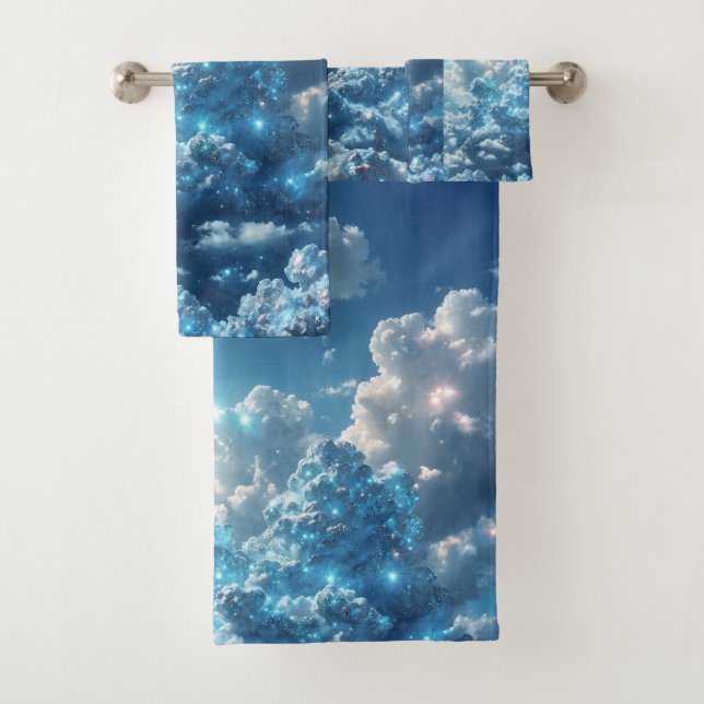 Sky Blue Clouds Badezimmer Handtuch Badhandtuch Set (Insitu)