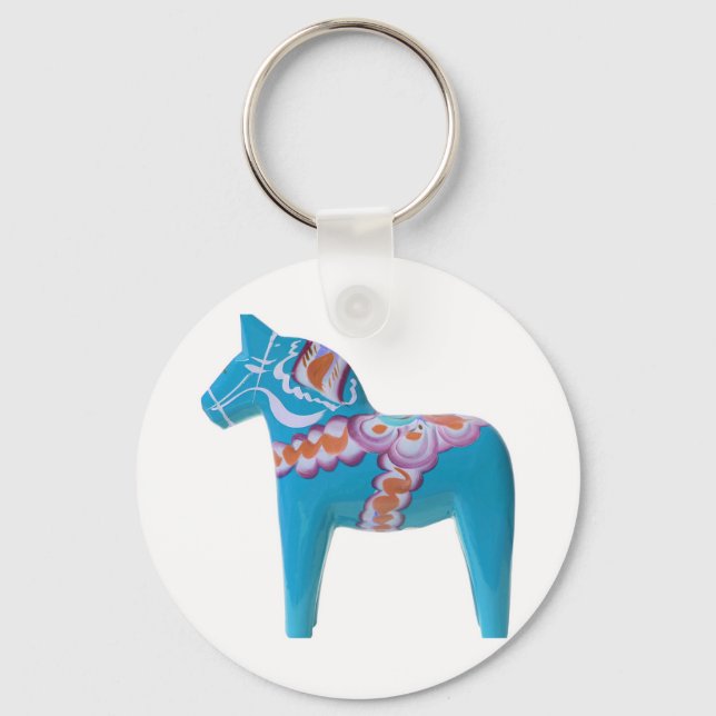 Sky Blue Dala Horse Schlüsselanhänger (Vorderseite)