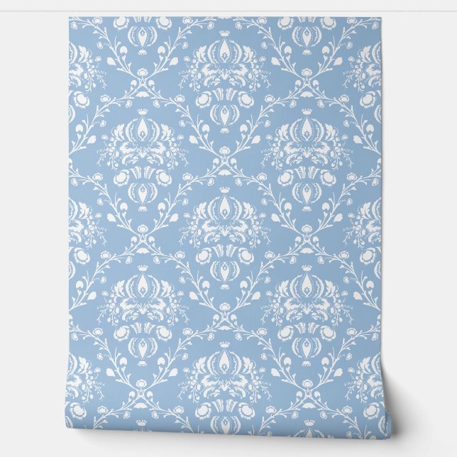 Sky Blue Damask Tapete (Abrollen)