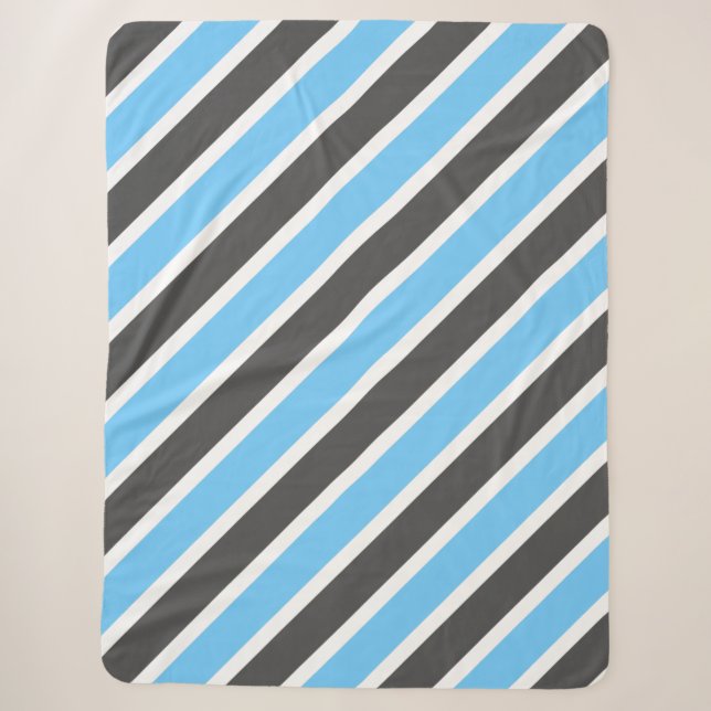 Sky Blue & Dark Gray Streifen Sherpadecke (Vorderseite)