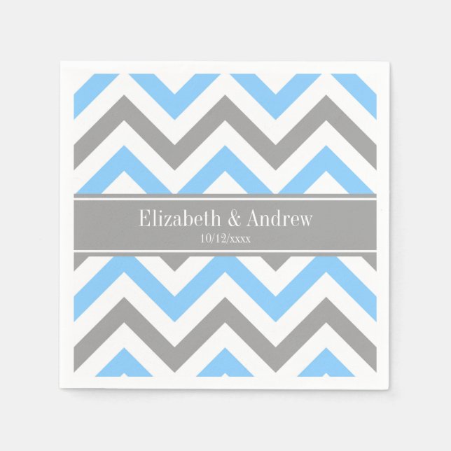 Sky Blue Dk Gray Welch LG Zickzack Graue Bezeichnu Serviette (Vorderseite)