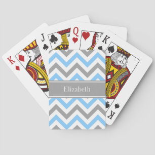 Sky Blue Dk Gray Welch LG Zickzack Graue Bezeichnu Spielkarten