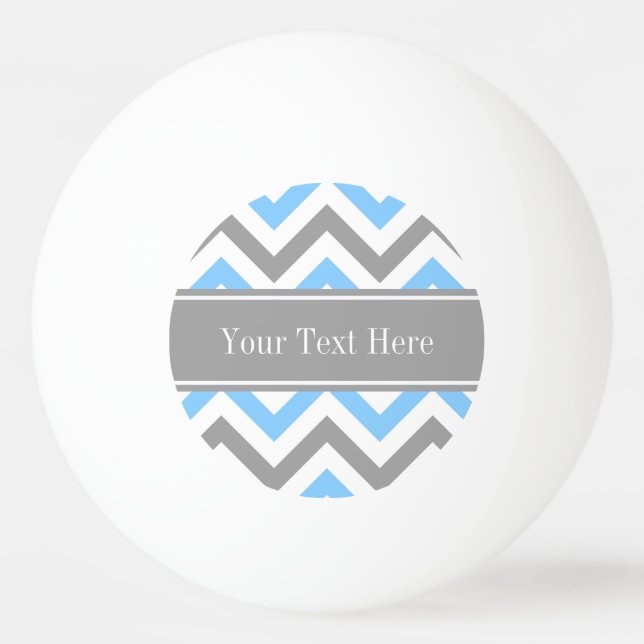 Sky Blue Dk Gray Welch LG Zickzack Graue Bezeichnu Tischtennisball (Vorderseite)