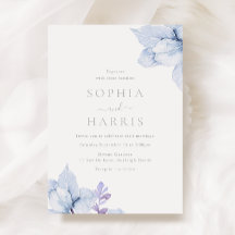 Sky Blue Dusty Watercolor Floral Wedding