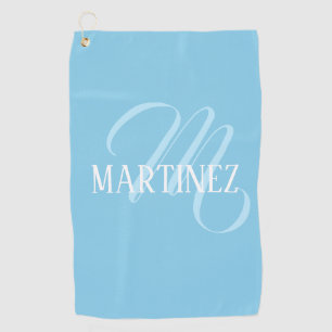 Sky Blue Elegante Personalisierter Name Club Golfhandtuch