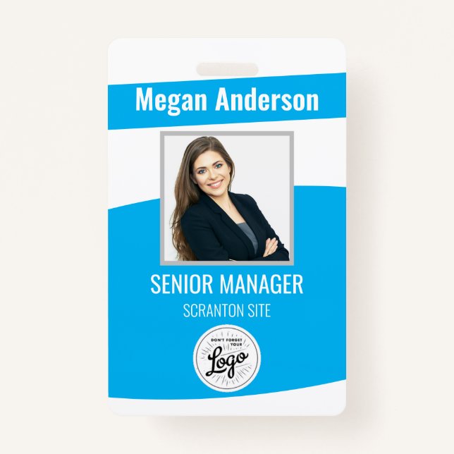 Sky Blue Employee Foto ID Abzeichen Ausweis (Vorderseite)