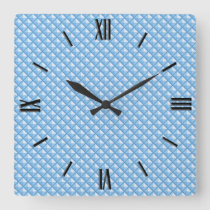 Sky blue, enamel look, studded grid quadratische wanduhr